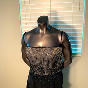 Bob Mackie strapless evening gown - bronze with black beaded accents - stunning!